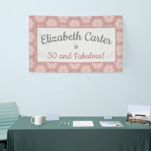 Rose Gold Gray & Pink 50 und fabelhafter Geburtsta Banner (Messeveranstaltung)