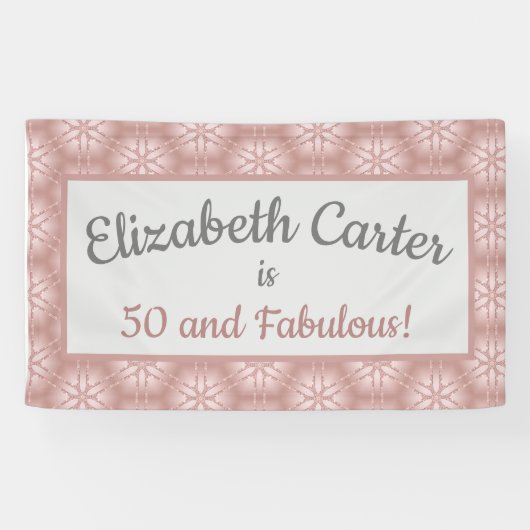 Rose Gold Gray & Pink 50 und fabelhafter Geburtsta Banner (Horizontal)