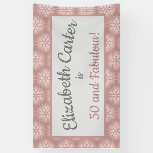 Rose Gold Gray & Pink 50 und fabelhafter Geburtsta Banner (Vertikal)