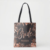 Rose Gold & Gray Tropical Palm Blätter Bride Tasche (Vorderseite)