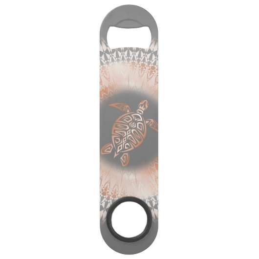 Rose Gold Gray Turtle Mandala Speedflaschenöffner (Vorderseite)