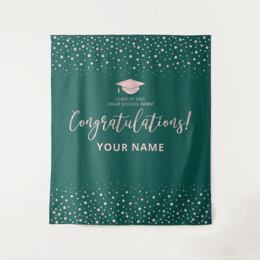 Rose Gold Green Congratulation Abschluss Tapestory Wandteppich (Vorderseite)
