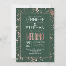 Rose Gold Green Paint Spritzer Hochzeit Einladung