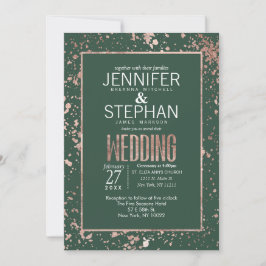 Rose Gold Green Paint Spritzer Hochzeit Einladung