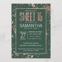 Rose Gold Green Paint Spritzer Sweet 16