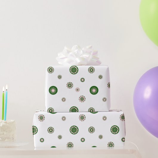 Rose Gold Green Polka Dots Geometric Circle Geschenkpapier (Partygeschenke)