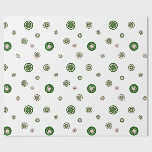 Rose Gold Green Polka Dots Geometric Circle Geschenkpapier (Flach)