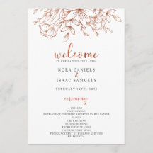Rose Gold Green Wedding Zeremonie Programm