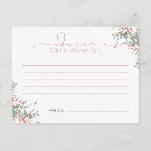 Rose Gold Greenery Baby Shower Advice Card Postkarte