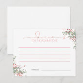 Rose Gold Greenery Baby Shower Advice Card Postkarte (Vorne/Hinten)