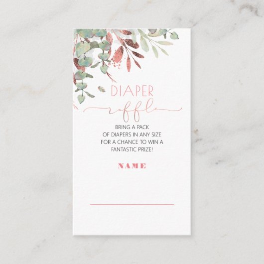 Rose Gold Greenery Kinderdusche Windelwanne Begleitkarte (Vorderseite)