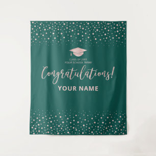 Rose Gold Grün Gratulation Abschluss Wandteppich