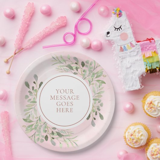 Rose Gold Grüne Blätter Feier Pappteller (Party)