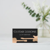 Rose Gold Guitar Teacher Business Card Visitenkarte (Stehend Vorderseite)