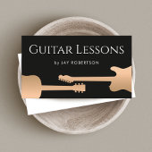 Rose Gold Guitar Teacher Business Card Visitenkarte