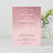 Rose gold gürteliger Glitzer moderne Schrift Einladung (Stehend Vorderseite)