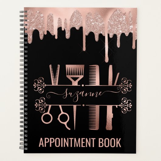 Rose Gold Haar Stylist Haar Glitzer Planer (Vorderseite)