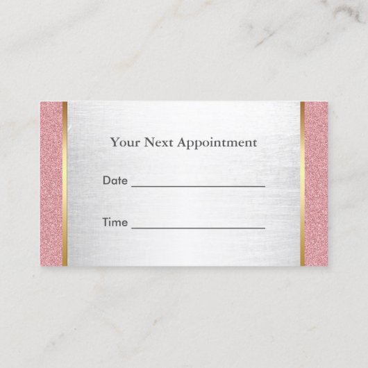 Rose Gold Haar Stylist Moderner Silberner Termin (Rückseite)