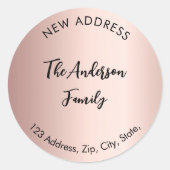 Rose Gold haben wir neue Adresse verschoben Runder Aufkleber (Vorderseite)