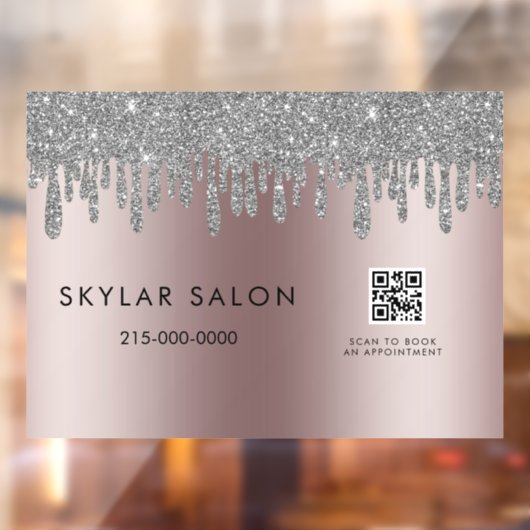 Rose Gold Hair Salon Stylist QR-Code Fensteraufkleber (Blatt 2)
