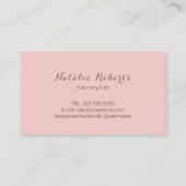 Rose Gold Hair Stylist Scissy & Blume Typografie Visitenkarte (Rückseite)