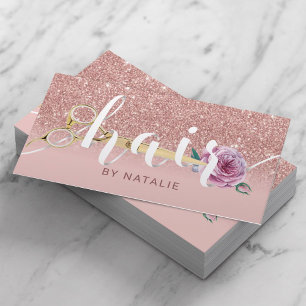 Rose Gold Hair Stylist Scissy & Blume Typografie Visitenkarte