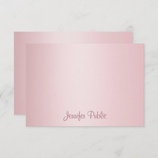 Rose Gold handgeschriebene Skriptmonogramm-Vorlage Mitteilungskarte (Vorne/Hinten)