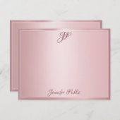 Rose Gold handgeschriebene Skriptmonogramm-Vorlage Mitteilungskarte (Vorne/Hinten)