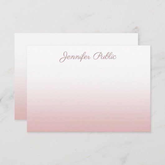 Rose Gold Handgeschriebene Skriptname Template Ele Mitteilungskarte (Vorne/Hinten)
