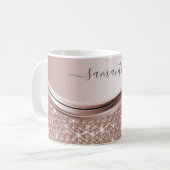 Rose Gold handgeschriebener Name Glitzer Sparkle B Kaffeetasse (Vorderseite Links)