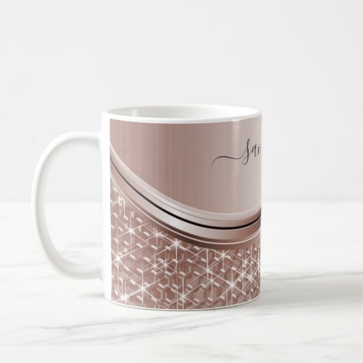 Rose Gold handgeschriebener Name Glitzer Sparkle B Kaffeetasse (Links)
