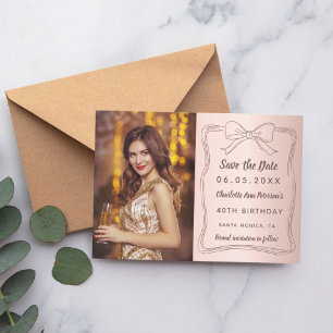 Rose Gold handgezeichnet Bug Foto Geburtstag Save The Date
