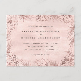 Rose Gold handgezeichnet Foliage Watercolor Hochze Einladungspostkarte