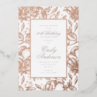 Rose Gold handgezogene Blüte Birthday Foil Invitat