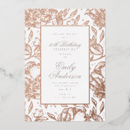 Rose Gold handgezogene Blüte Birthday Foil Invitat Folieneinladung