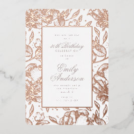 Rose Gold handgezogene Blüte Birthday Foil Invitat Folieneinladung