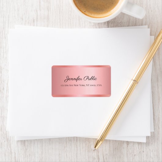 Rose Gold Handschrift Name Beruflich Elegant Adressaufkleber (Insitu)