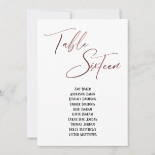 Rose Gold-Handschriftentisch Sechzehn Sitzplakette