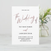 Rose Gold Handwriting Einfache Hochzeit von Einladung (Stehend Vorderseite)