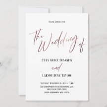 Rose Gold Handwriting Einfache Hochzeit von