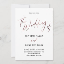 Rose Gold Handwriting Einfache Hochzeit von Einladung