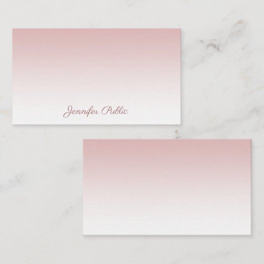 Rose Gold Handwriting Script Name Elegante Vorlage (Vorne/Hinten)