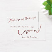 Rose Gold Handwriting Script & White Drinks Ticket (Schreibtisch)