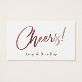 Rose Gold Handwriting Script & White Drinks Ticket (Rückseite)