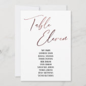 Rose Gold Handwriting Table 11 Sitzplakette (Vorderseite)