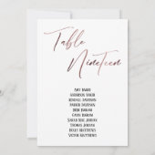 Rose Gold Handwriting Table 19 Sitzplakette (Rückseite)