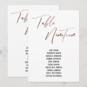 Rose Gold Handwriting Table 19 Sitzplakette (Vorne/Hinten)