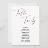 Rose Gold Handwriting Table 20 Sitzplakette (Vorderseite)