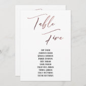 Rose Gold Handwriting Table Five Seetage Chart (Vorne/Hinten)