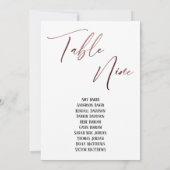 Rose Gold Handwriting Table Neun Seekarte (Rückseite)